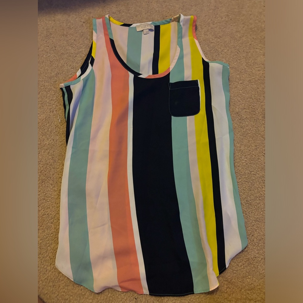 LOFT Striped Sleeveless Blouse
